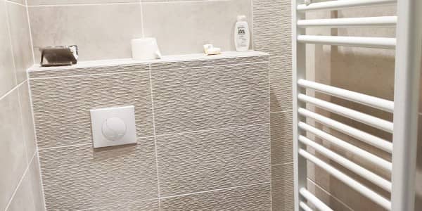 Création salle de douche et wc dans buanderie, carrelage, Niederanven