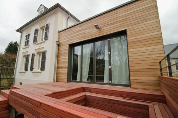 terrasse softline en Padouk et bardage en Iroko terrasse softline en Padouk et bardage en Iroko